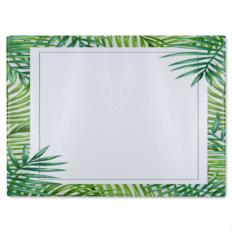 image 1 of Botanical Border Glass Chopping Board | Multi