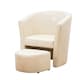 image 1 of Halewood Faux Leather Tub Chair with Integrated Stool - Cream