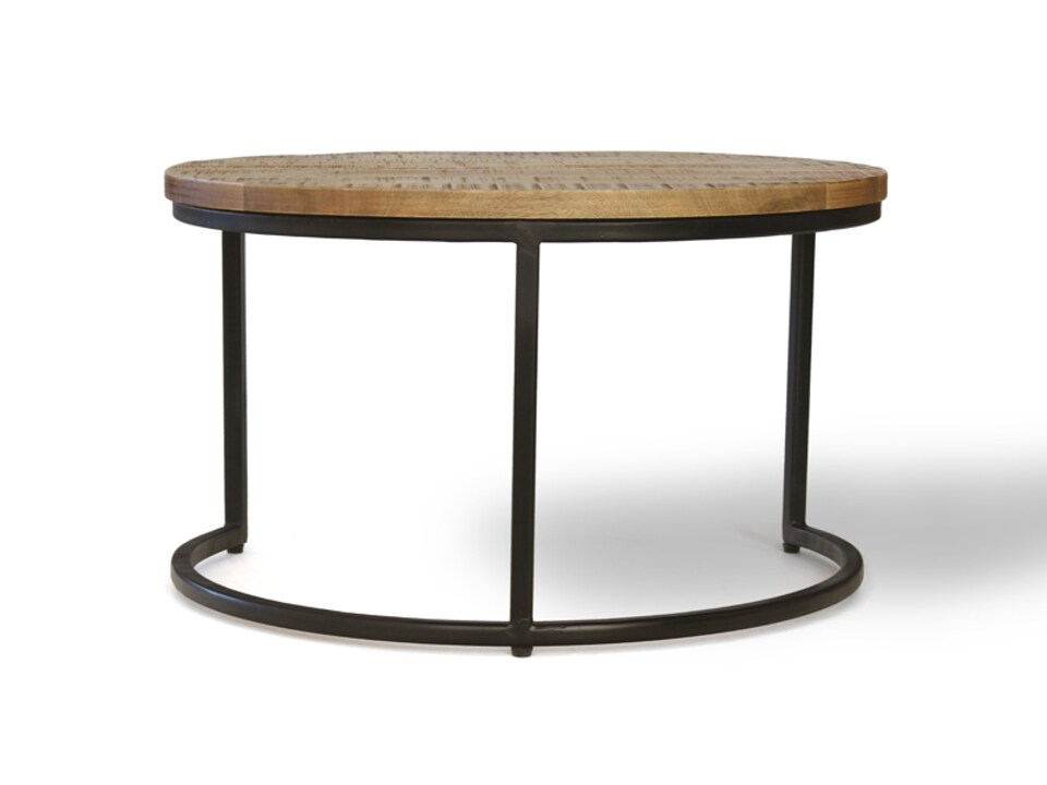 image 1 of Industrial Round Stool (Set of 2) - Mango Wood/Iron - L70 x W70 x H40 cm - Mango PP Saw Finish