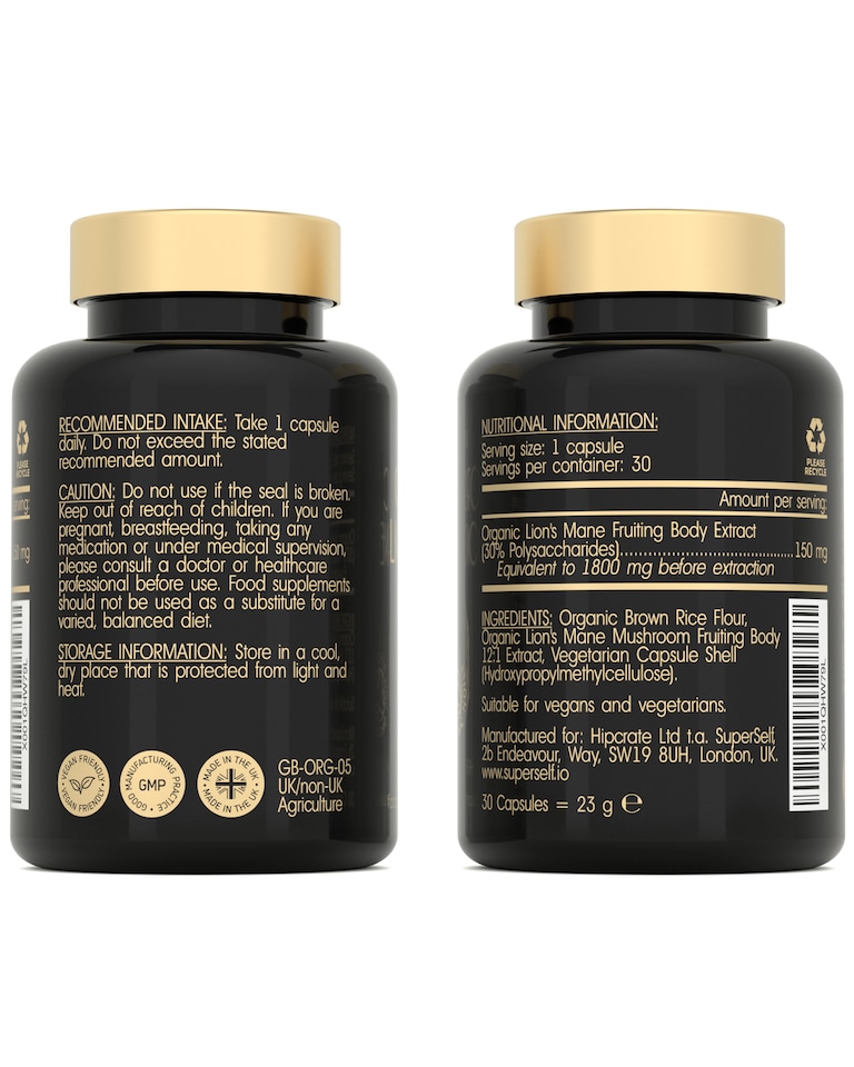 image 1 of SuperSelf Organic Lion's Mane 30 Capsules
