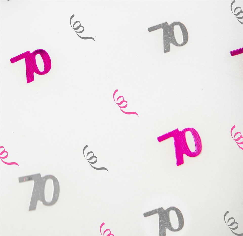 image 1 of 70th Birthday Confetti Pink & Silver 1 pack x 14 grams birthday decoration Foil Metallic 1 pack