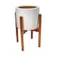 image 2 of Anzio Stone Planter with Wooden Stand - Ceramic - L24 x W24 x H38.5 cm - White | White