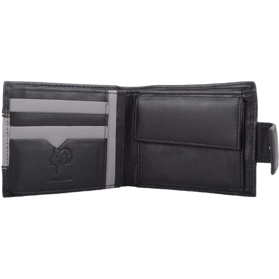image 1 of Soft Leather Tri-Fold Money / Credit Card Holder / Wallet Black