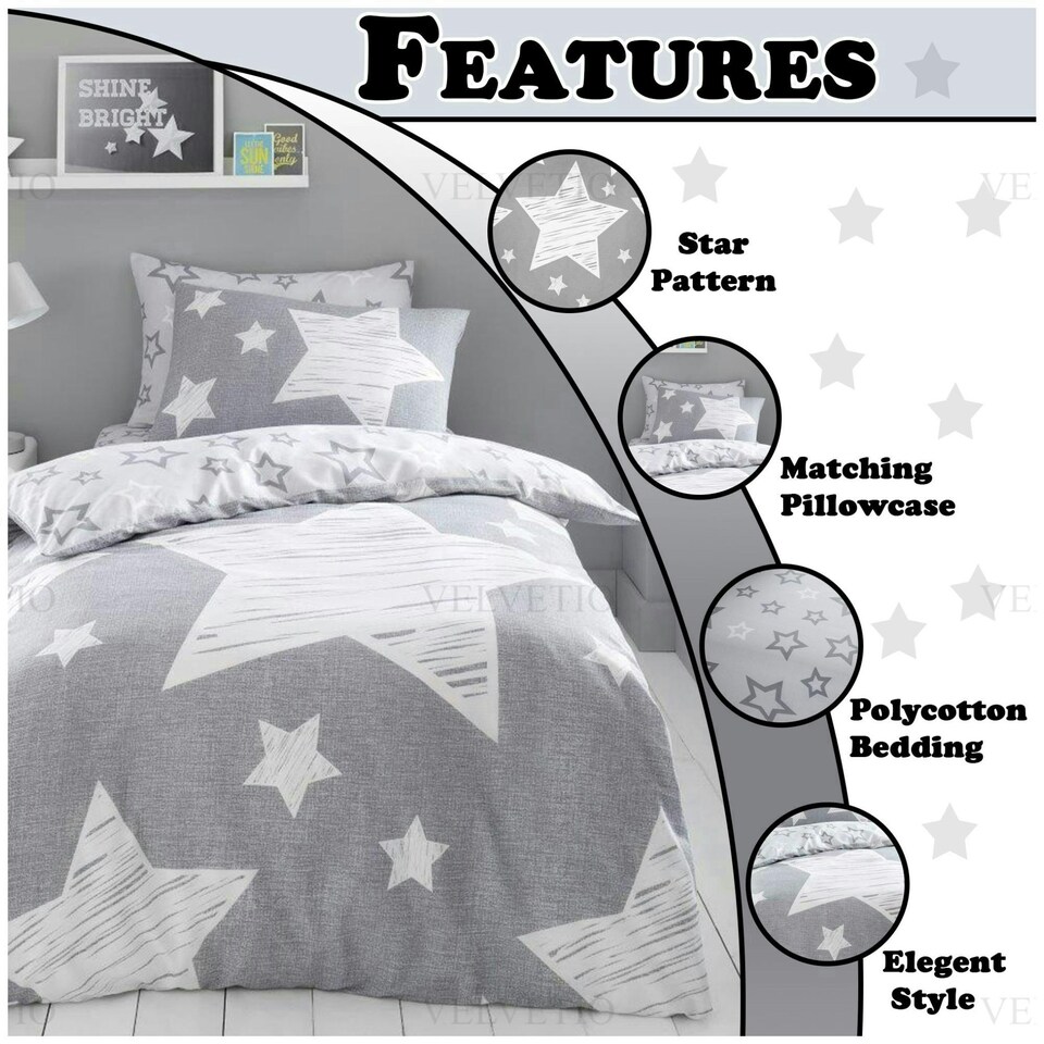 image 1 of VELVETIO Superstar Duvet Cover Set Soft Polycotton Reversible Kids Beddings Blue | Navy | Double