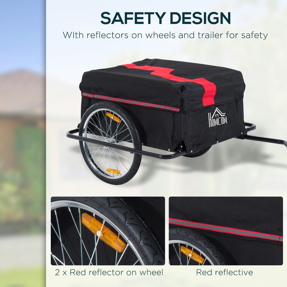 image 1 of Aosom Elite Two-Wheel Bicycle Large Cargo Wagon Trailer with Folding Storage