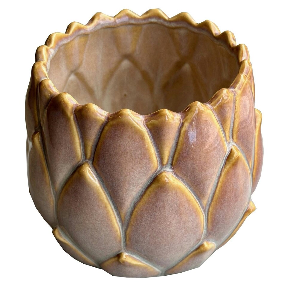 Hill Interiors Sabbia Collection Artichoke Plant Pot - Brown - 14cm x 17cm x 17cm