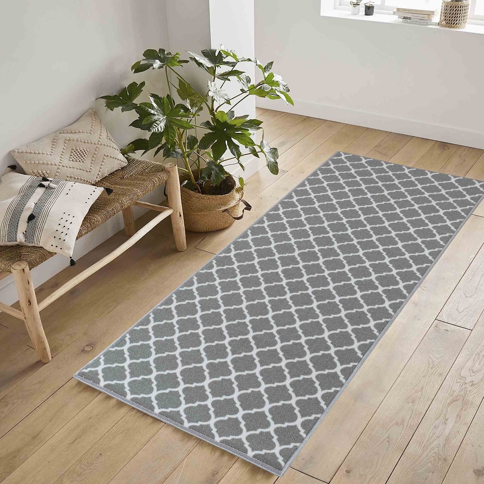 image 1 of Machine Washable Trellis Design Anti Slip Doormats - Runners