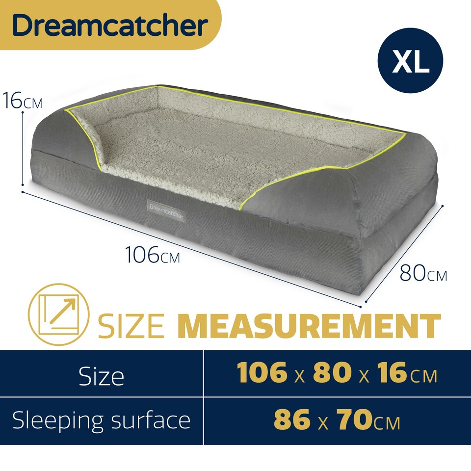 image 1 of Dreamcatcher Grey Extra Large Dog Bed Orthopaedic Memory Foam 71x58x16cm Grey | XL