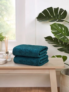 Versailles Jacquard Cotton Bath Sheet Towels Set Of 2 | Blue | Bath sheet | 2