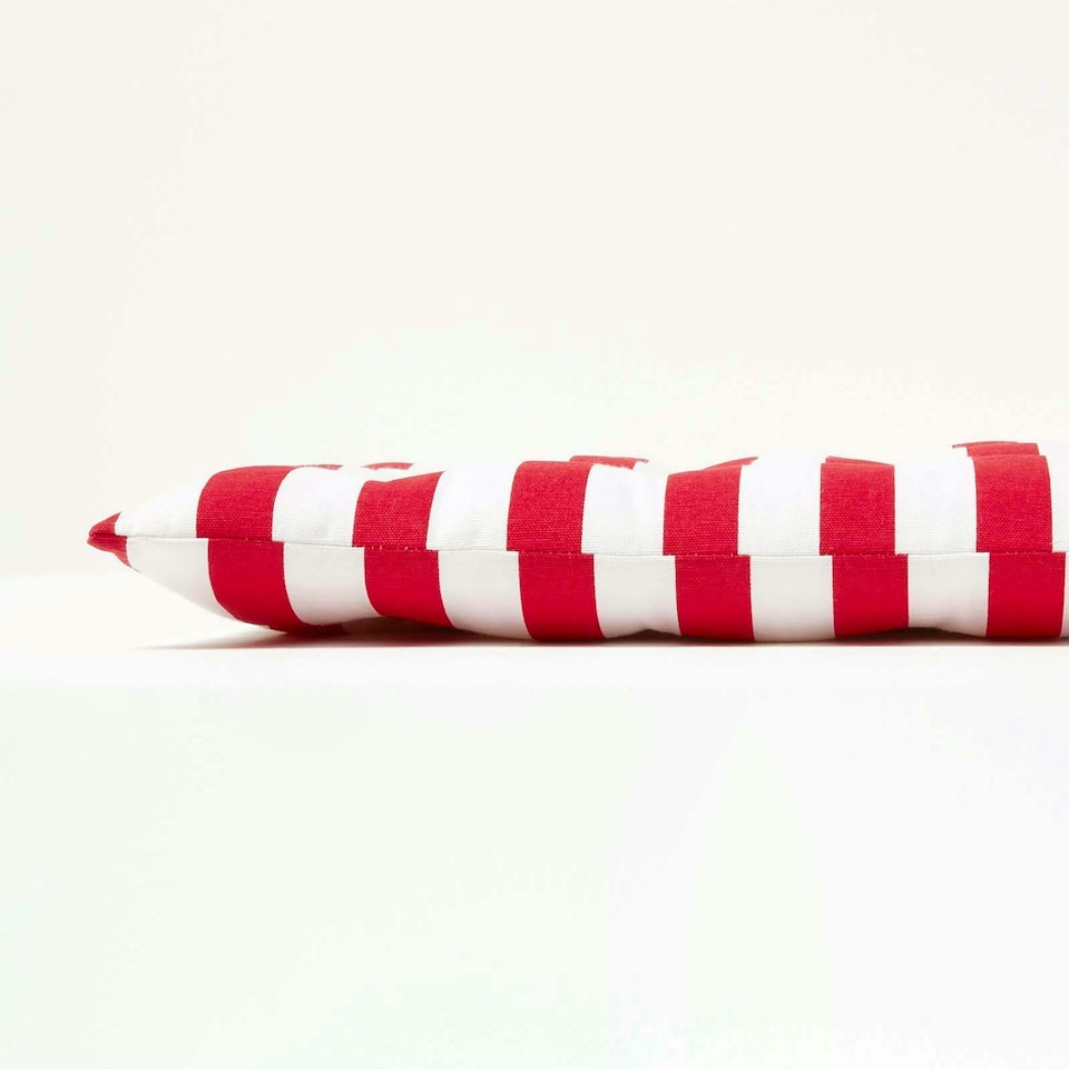 image 1 of Homescapes Garden Bench Cushion Luxury 3 Seater Cotton Stripe Indoor Outdoor Seat Pad | Red | 143 x 48 cm | 1
