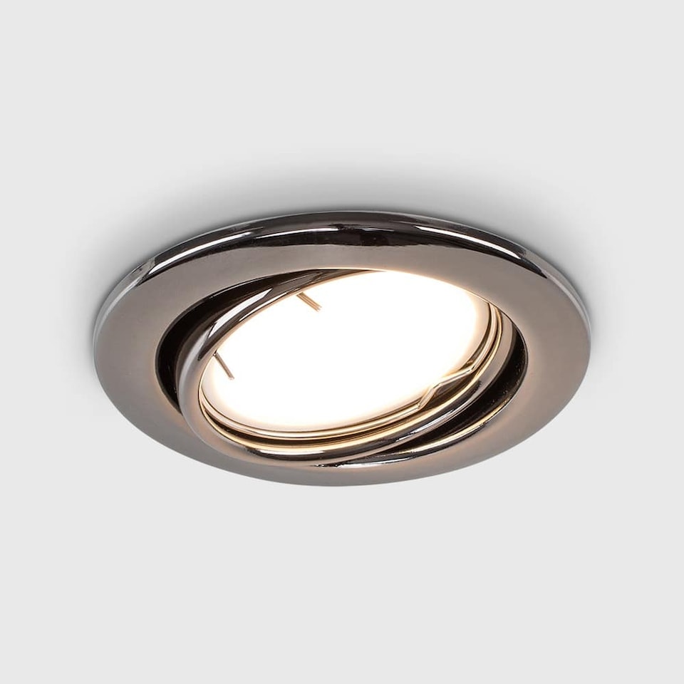 image 1 of ValueLights Downlight Tiltable Fire Rated Black Chrome Ceiling Light Fitting Single Pack