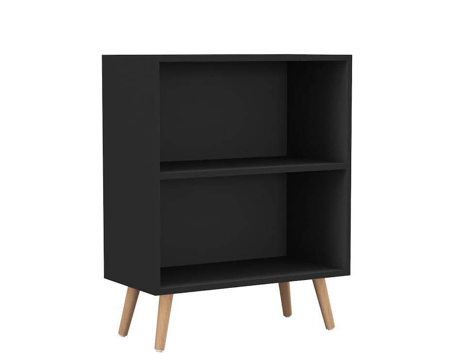 image 1 of 2-Tier Wooden Cabinet With Legs | Black | Black & Beech | 1