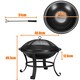 image 3 of Yaheetech Outdoor Fire Pit with Mesh Screen Cover Fire Poker Black