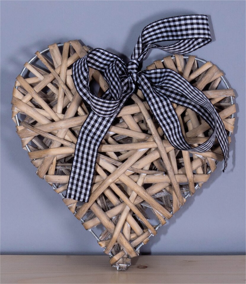 image 1 of St Helens Light Grey Wicker Christmas Heart Woven Willow
