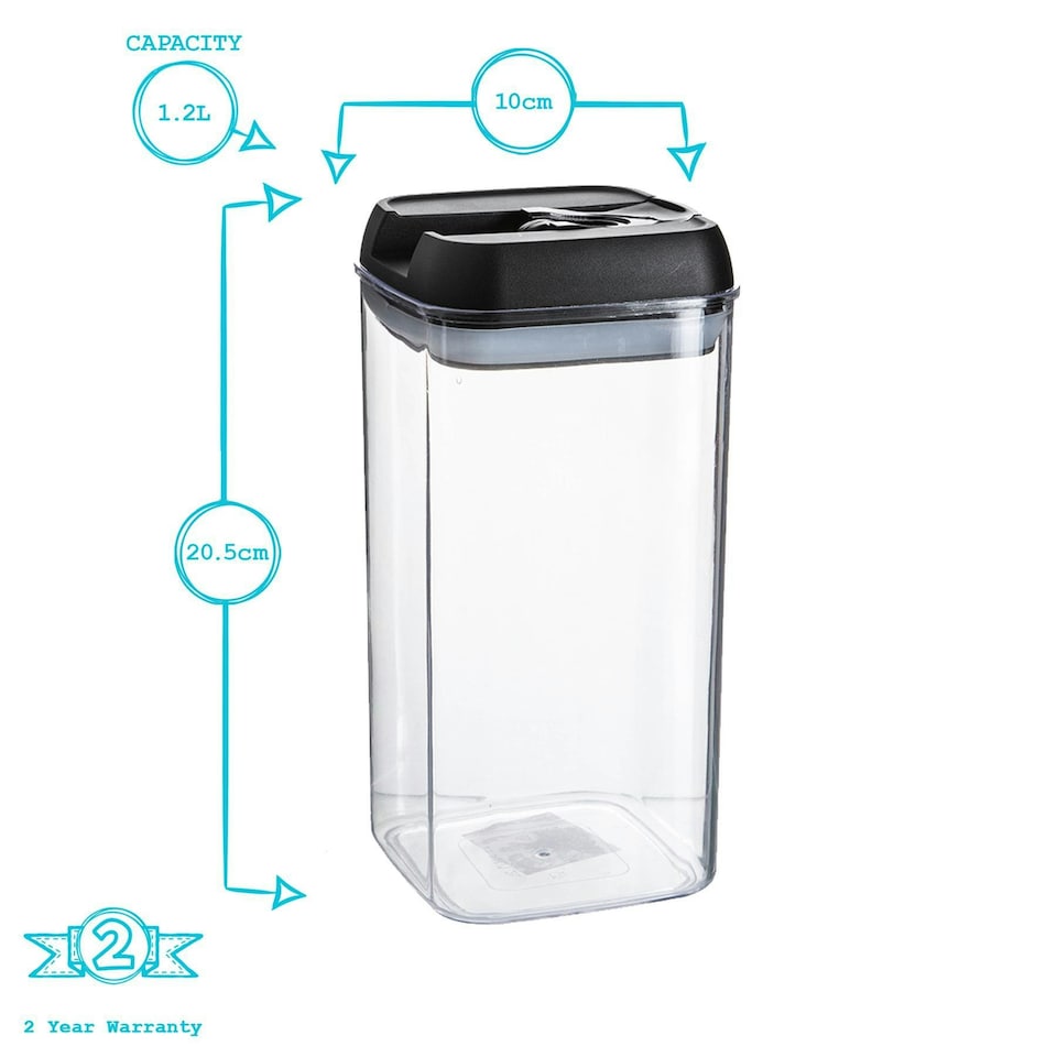 image 1 of Argon Tableware Flip Lock Plastic Food Storage Containers - 1.2 Litre - Black - Pack of 3