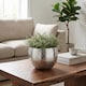 image 2 of Leaf Large Metal Planter 22 x 17cm Hammered Silver Colour - Curvy Edge | Silver