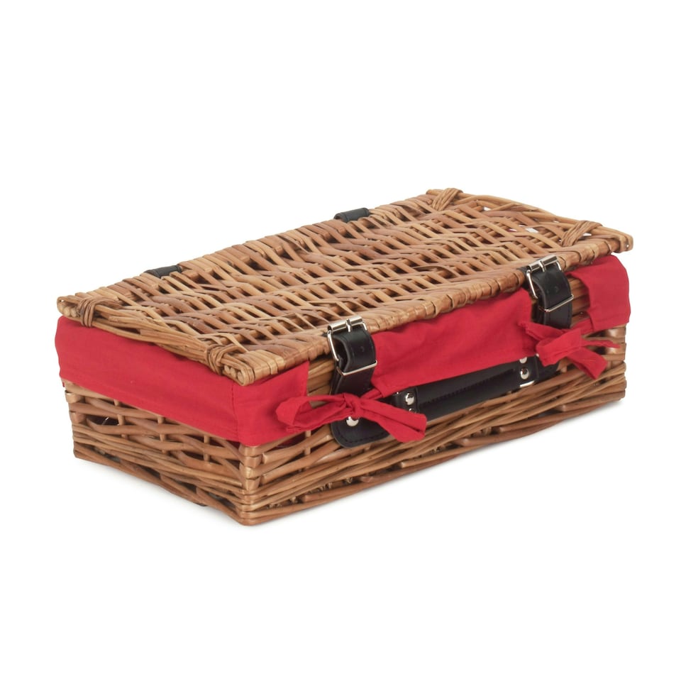 image 1 of 34cm Packaging Wicker Picnic Basket with Lining | Red | Red | One Size