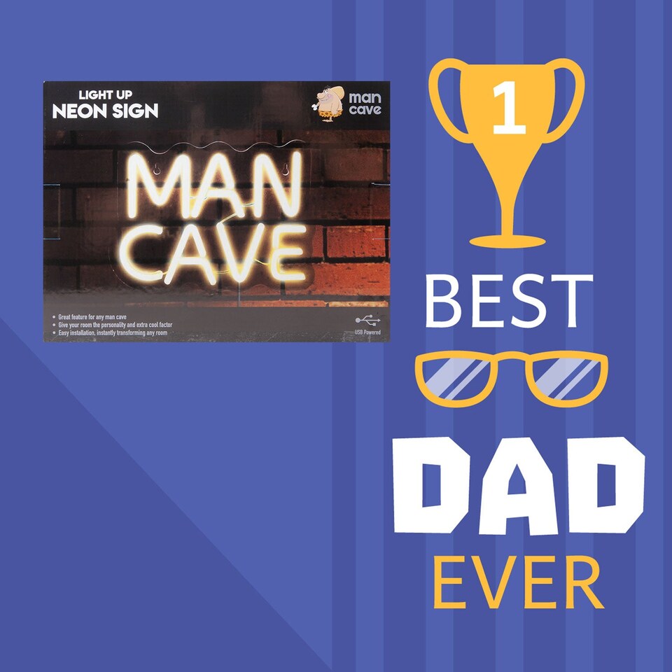 image 1 of Man Cave Neon Sign, USB Powered, Best Dad Ever Gift