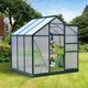 image 2 of Outsunny 6x6ft Walk-In Polycarbonate Greenhouse Plant Grow Galvanized
