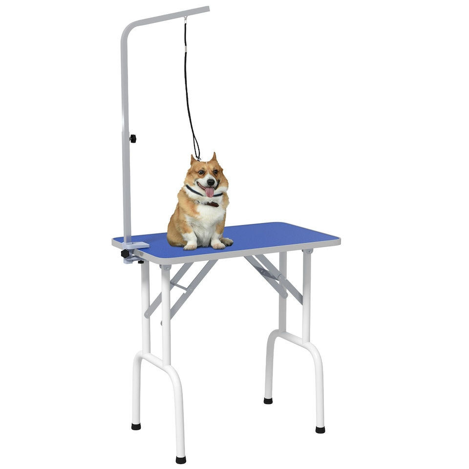 image 1 of PawHut Foldable Dog Grooming Table Adjustable Arm 81x49x80 cm