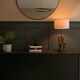 image 2 of ValueLights Brown Table Lamp Drum Grey Shade Grey