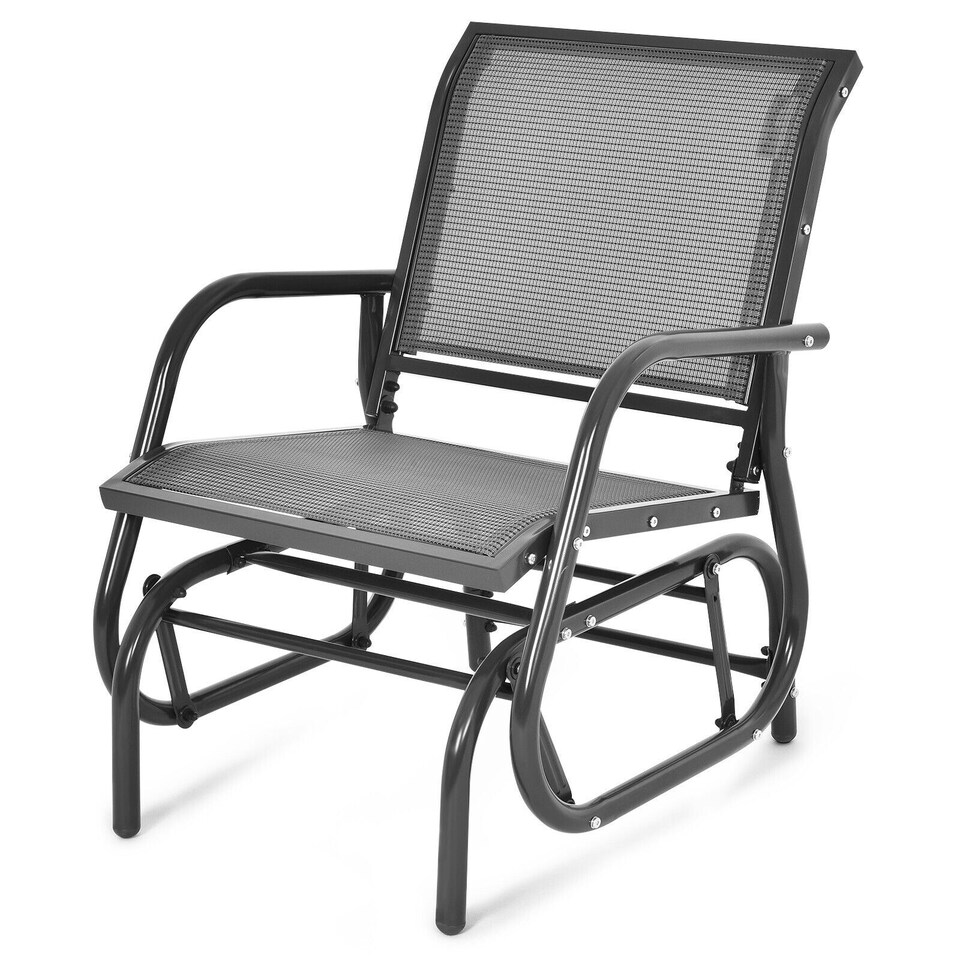 image 1 of COSTWAY Garden Glider Chair Swing Rocking Chair Grey Grey