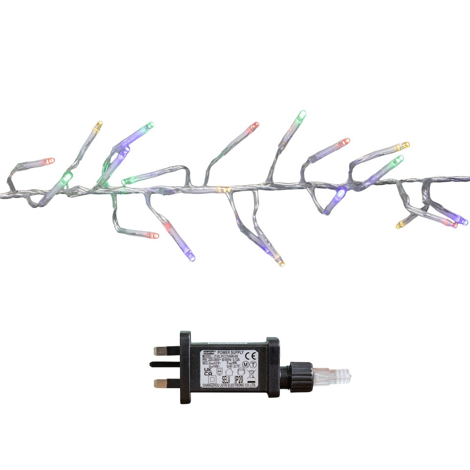 9.3m 720 LED Christmas Cluster String Lights with Timer in Multi ...