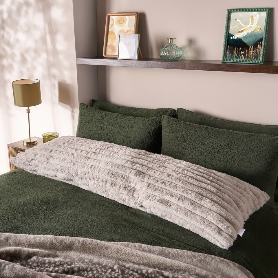 image 1 of OHS Ribbed Faux Fur Bolster Pillow Soft Maternity Support Cushion | Cream | Natural | One Size