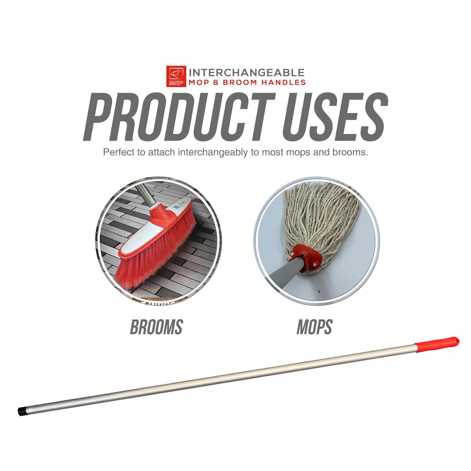 image 1 of Colour-Coded Aluminium Mop & Broom Handle 120cm Universal Screw Fit