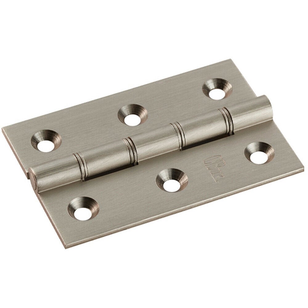 Loops PAIR 76 x 50 x 2.5mm Brass Washered Butt Hinge Satin Nickel Internal Door in Metallics
