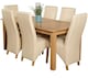 image 1 of Oslo 180 x 90 cm Large Oak Dining Table and 6 Lola Leather Chairs | Cream | Cream