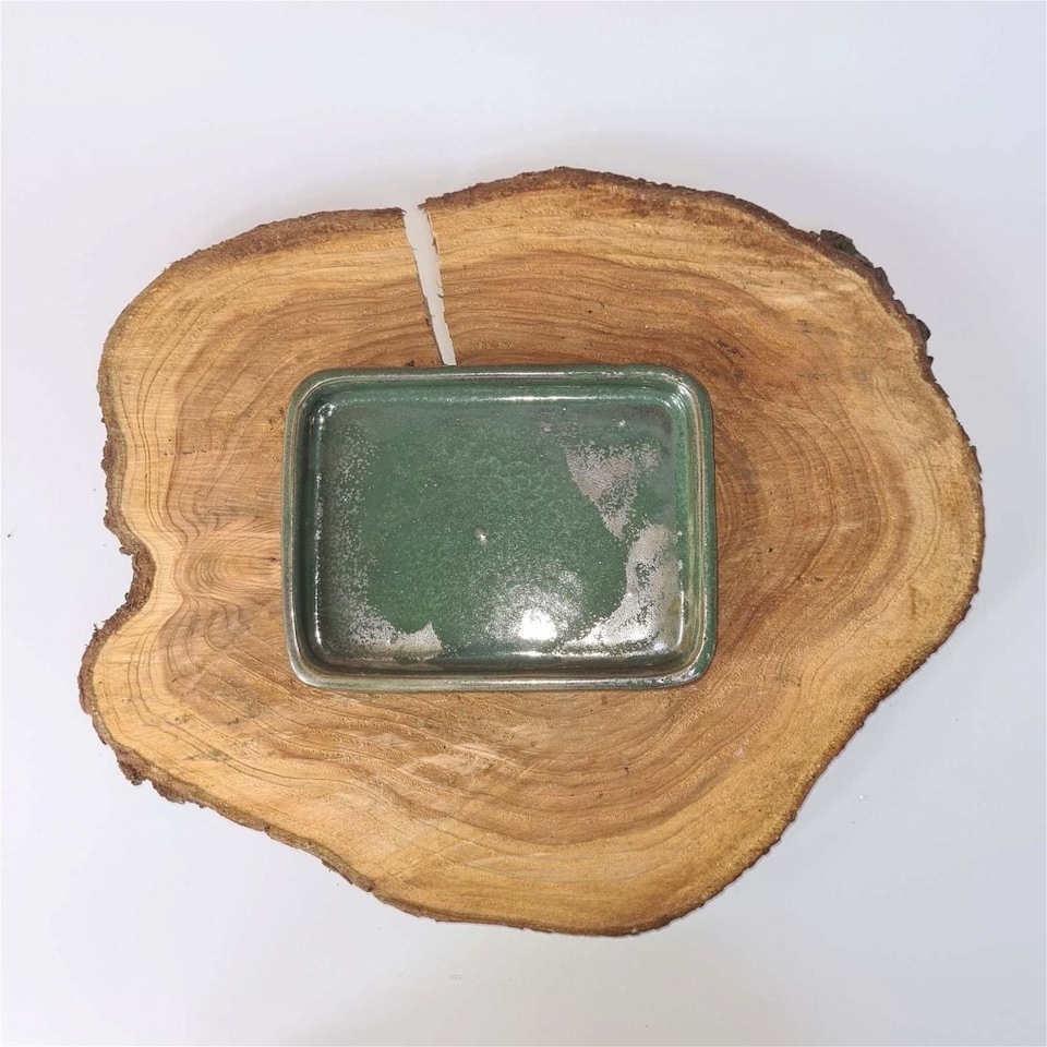 Yorkshire Bonsai 18cm Glazed Drip Tray Rectangle Green