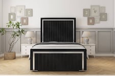 Sloomy Boston Chrome Black Naples Bed Frame With Mattress With 50" Upholstered Headboard 6' Super King