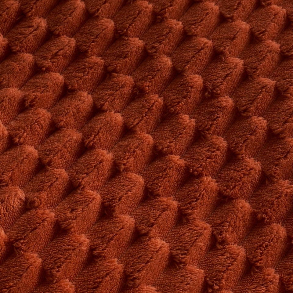 image 1 of OHS Luxury Waffle Textured Fleece Duvet Cover and Pillowcase Bedding Set Orange | Orange | Rust | Double