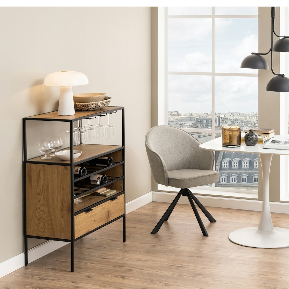 image 1 of Seaford Cabinet in Black and Oak