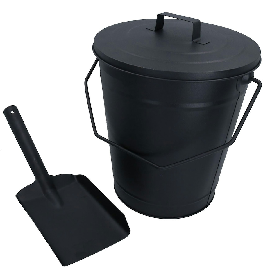 image 1 of Coal Bucket With Lid & 5" Shovel Metal Ash Tidy Bin Coal Carrier Fire Log Burner