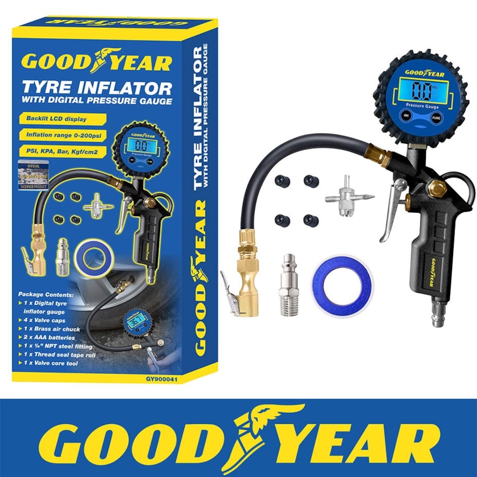image 1 of Goodyear Tyre Inflator Air Gun with Digital Pressure Gauge for Air Compressors