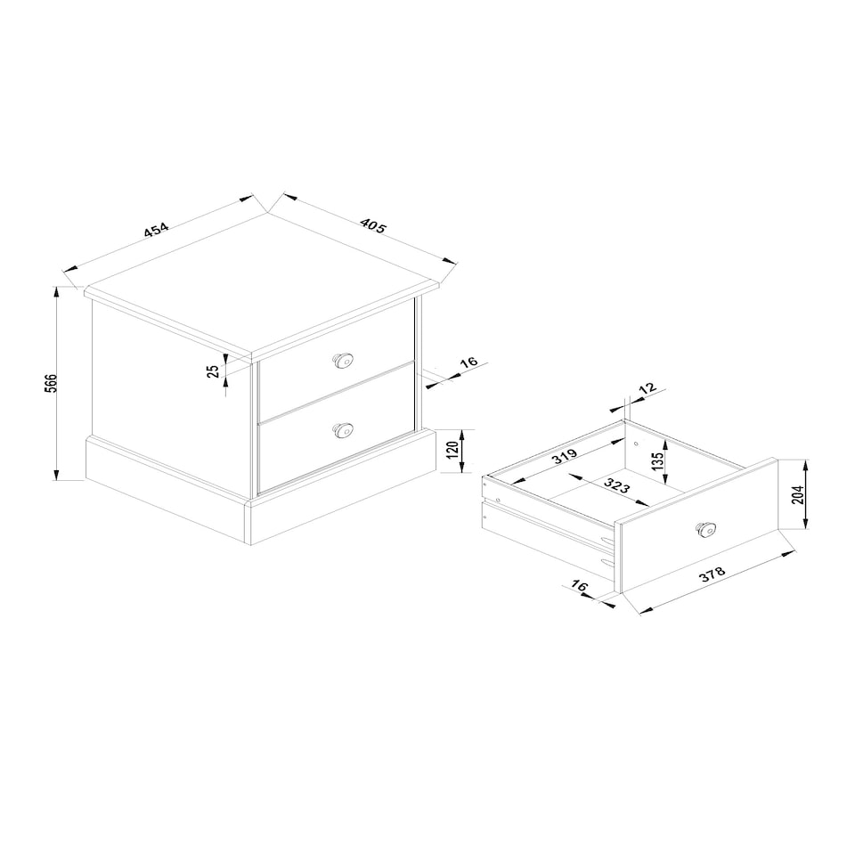 image 1 of Cotswold 2 Drawer Bedside Cabinet - Antique Waxed Pine, Traditional Rustic Country Design | Brown | Antique Waxed Pine | One Size | 1