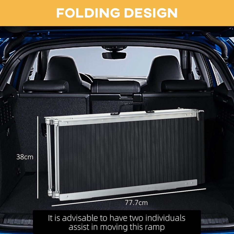 image 1 of HOMCOM Wheelchair Ramp, 152L 73Wcm, 272KG Capacity, Folding Aluminium Threshold Ramp with Non-Skid Surface, Transition Plates Above and Below for Home, Steps, Stairs, Curbs, Doorways