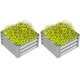 image 1 of Outsunny Set of 2 Raised Garden Bed Galvanised Planter Box, Light Grey | Grey | Light Grey