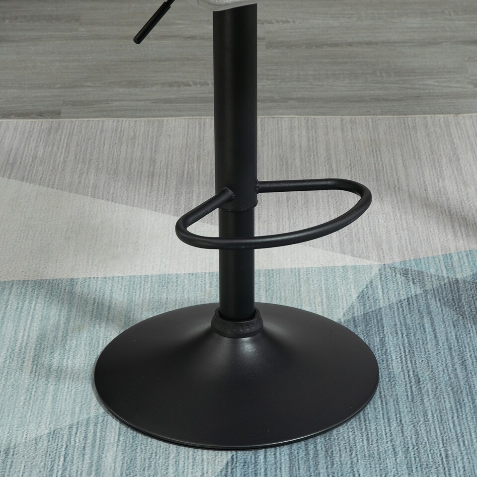 image 1 of HOMCOM Adjustable Bar Stools Set of 2, Armless Upholstered Swivel Counter Chairs, Barstools with Back, Footrest, Light Grey