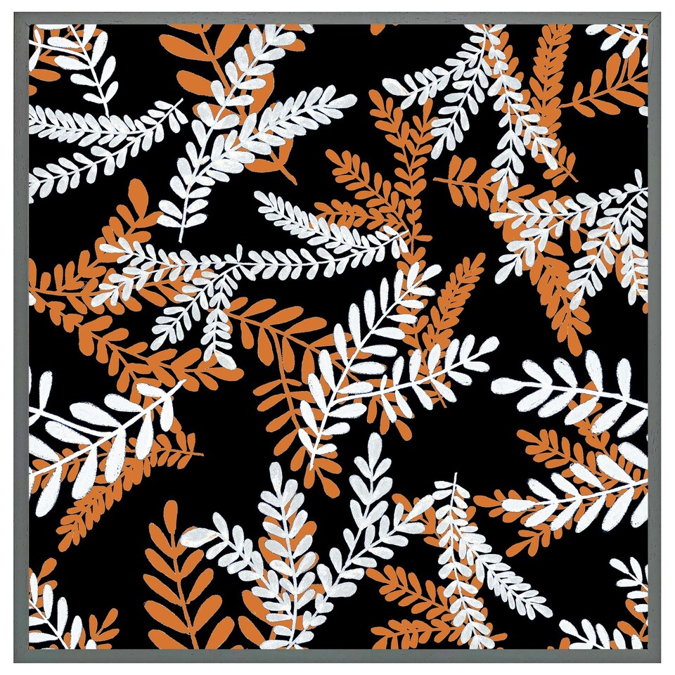 image 1 of White & orange olive leaves (Picture Frame) Brown | Oak | XL