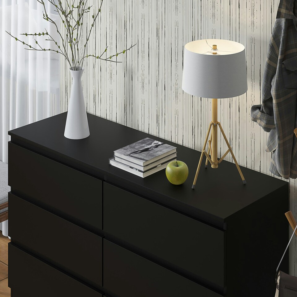 image 1 of FWStyle Carlton 6 Drawer Wide 3+3 Chest Of Drawers - Matt Black