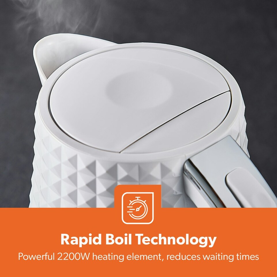 image 1 of GEEPAS 1.7L Cordless Electric Kettle 2200W Textured Kettle |White|Argyle