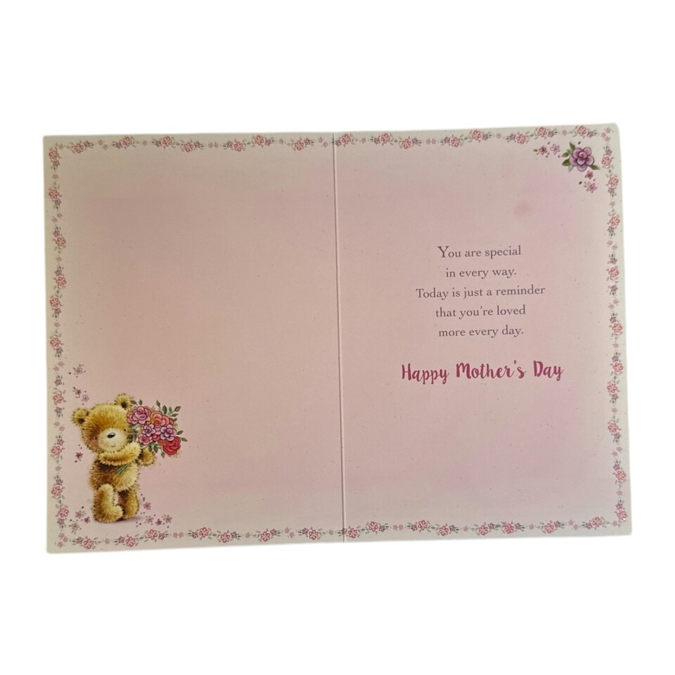 image 1 of To A Special Mum Teddy Holding Bouquet Design Mother's Day Card