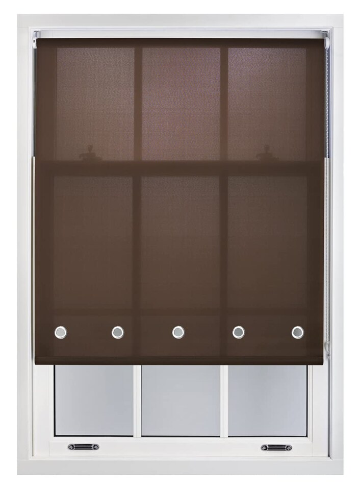 image 1 of FURNISHED Roller Blinds Daylight Round Eyelet Light Filtering Easy Fit Trimmable Window Blind | Brown | Mocha | (W) 170cm x (L) 165cm