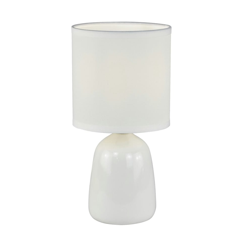 image 1 of First Choice Lighting Cleo Set of 2 White Ceramic 26cm Lamps With Shades White | White