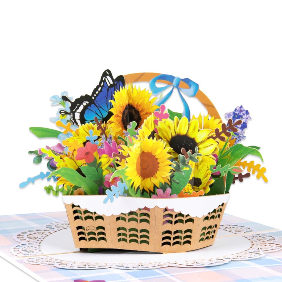 image 1 of Sunflower Bloom Basket 3D Pop Up Greeting Card