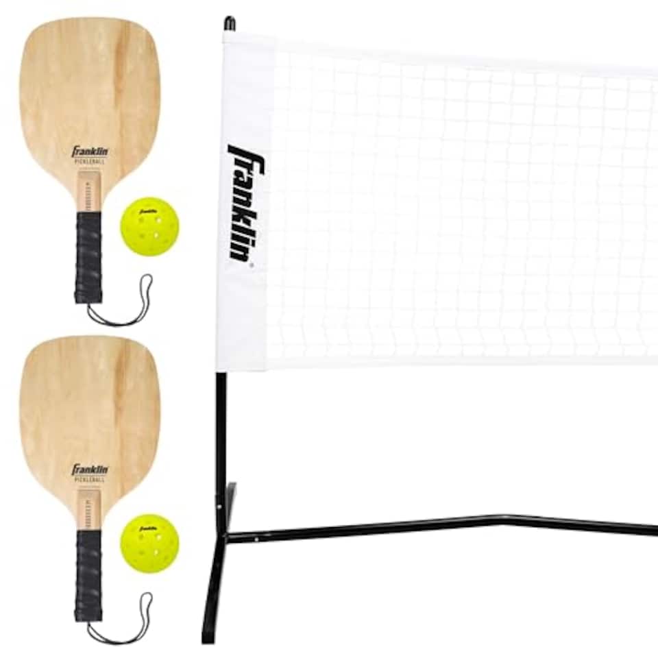 image 1 of Franklin Sports Half Court Size Pickleball Net By Pickleball - Includes 10Ft Net, (2) Paddles, And (2) X-40 USA Pickleball Approved Pickleballs