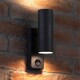 image 3 of Auraglow PIR Motion Sensor Up & Down Outdoor Wall Security Light - WARMINSTER - Black | Black | Black/Cool White